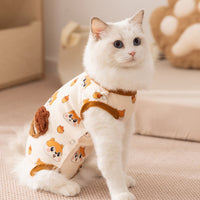 HKM-5034557 Cozy Squirrel Print Dog Jumpsuit with Fuzzy Acorn Pocket, Sleeveless Winter Outfit