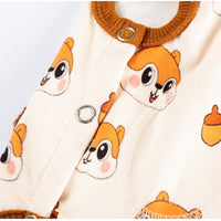 HKM-5034557 Cozy Squirrel Print Dog Jumpsuit with Fuzzy Acorn Pocket, Sleeveless Winter Outfit