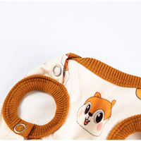 HKM-5034557 Cozy Squirrel Print Dog Jumpsuit with Fuzzy Acorn Pocket, Sleeveless Winter Outfit