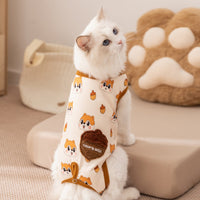 HKM-5034557 Cozy Squirrel Print Dog Jumpsuit with Fuzzy Acorn Pocket, Sleeveless Winter Outfit