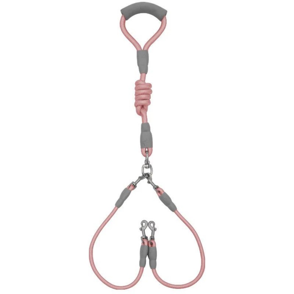 HKM-5035581 Double-Headed Dog Leash for Two Dogs - Nylon Rope with Soft Foam Handle