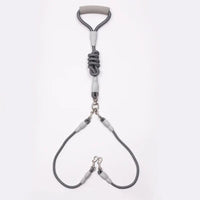 HKM-5035581 Double-Headed Dog Leash for Two Dogs - Nylon Rope with Soft Foam Handle