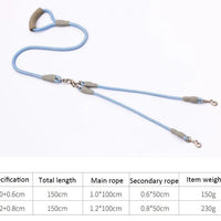 HKM-5035581 Double-Headed Dog Leash for Two Dogs - Nylon Rope with Soft Foam Handle