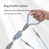 HKM-5035581 Double-Headed Dog Leash for Two Dogs - Nylon Rope with Soft Foam Handle