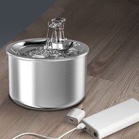 HKM-5035965 Stainless Steel Automatic Over-Circulating Cat Water Dispenser with Filter and Sensor