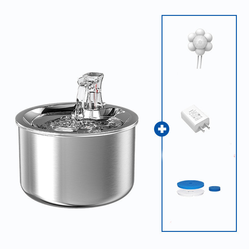 HKM-5035965 Stainless Steel Automatic Over-Circulating Cat Water Dispenser with Filter and Sensor