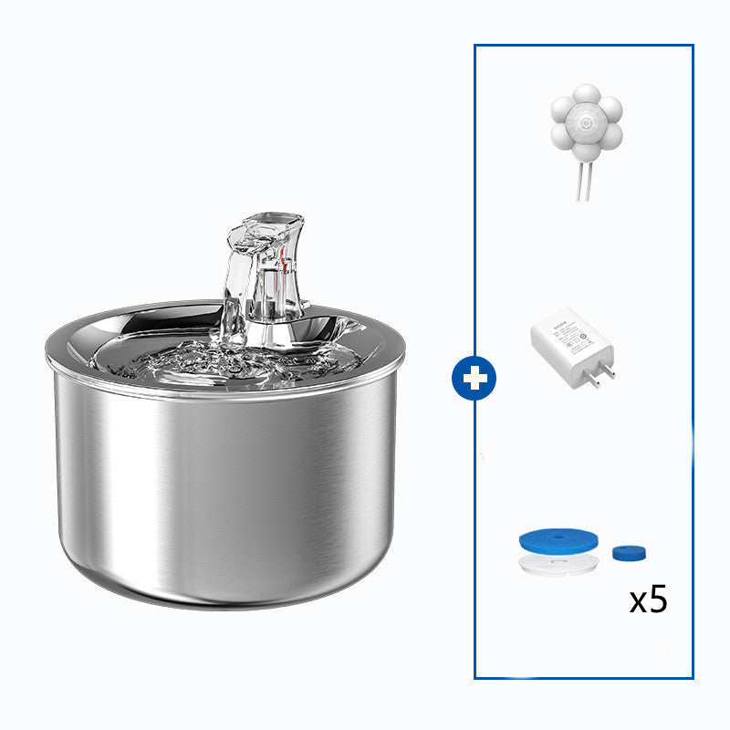HKM-5035965 Stainless Steel Automatic Over-Circulating Cat Water Dispenser with Filter and Sensor
