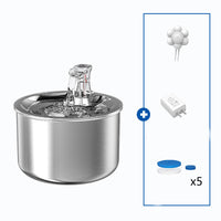 HKM-5035965 Stainless Steel Automatic Over-Circulating Cat Water Dispenser with Filter and Sensor