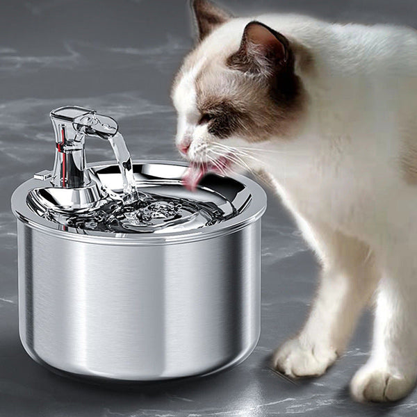 HKM-5035965 Stainless Steel Automatic Over-Circulating Cat Water Dispenser with Filter and Sensor