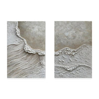 HKM-503763 Handmade Abstract White Sand Texture Oil Painting on Canvas - Unframed Wall Art for Living Room and Bedroom Decor