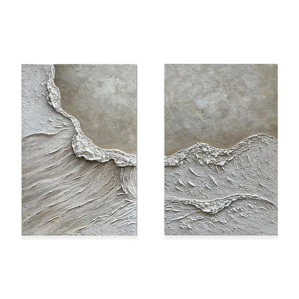 HKM-503763 Handmade Abstract White Sand Texture Oil Painting on Canvas - Unframed Wall Art for Living Room and Bedroom Decor