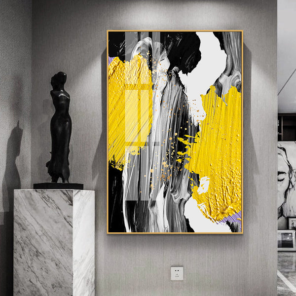 HKM-503827 Nordic Gold Grey Abstract Canvas Art Oil Painting - Frameless Decorative Wall Poster