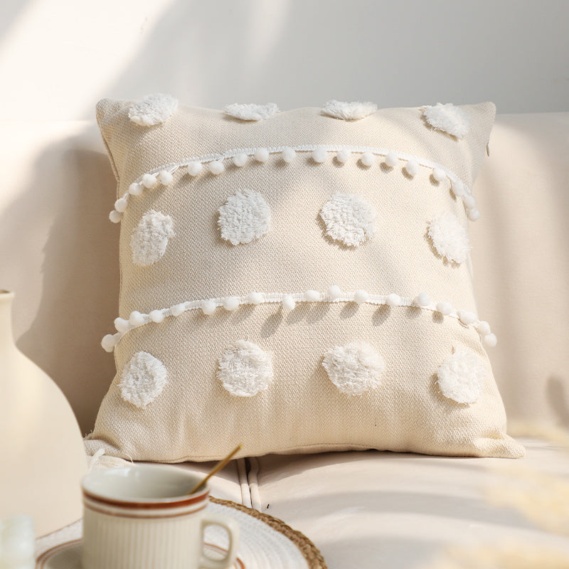HKM-503891 Solid Color Tufted Pillow Cover - Square Waist Cushion in Various Designs and Sizes