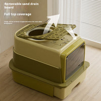 HKM-5039805 Extra Large Closed Cat Litter Box with Folding Design and Deodorizing Bag - Multiple Colors Available