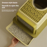 HKM-5039805 Extra Large Closed Cat Litter Box with Folding Design and Deodorizing Bag - Multiple Colors Available