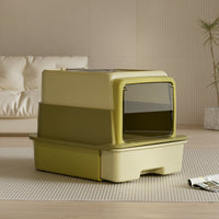 HKM-5039805 Extra Large Closed Cat Litter Box with Folding Design and Deodorizing Bag - Multiple Colors Available