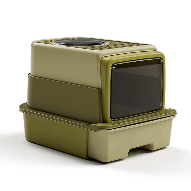 HKM-5039805 Extra Large Closed Cat Litter Box with Folding Design and Deodorizing Bag - Multiple Colors Available