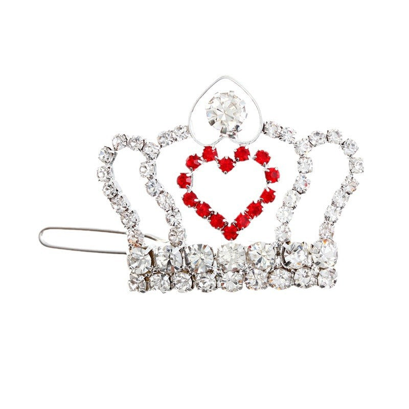 HKM-5040573 Rhinestone Crown Hair Clip for Dogs and Cats - Princess Style Barrettes
