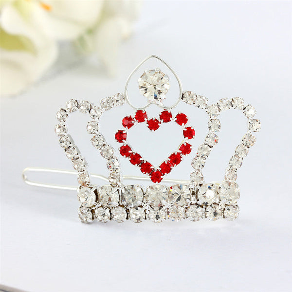 HKM-5040573 Rhinestone Crown Hair Clip for Dogs and Cats - Princess Style Barrettes