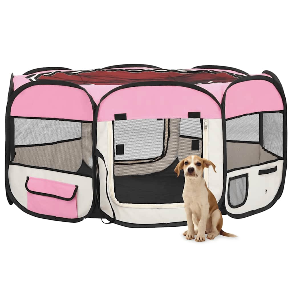 HKM-5040829 Foldable Puppy Playpen with Carrying Bag - Lightweight Steel Frame, Mesh Sides for Good Airflow, Multiple Sizes Available