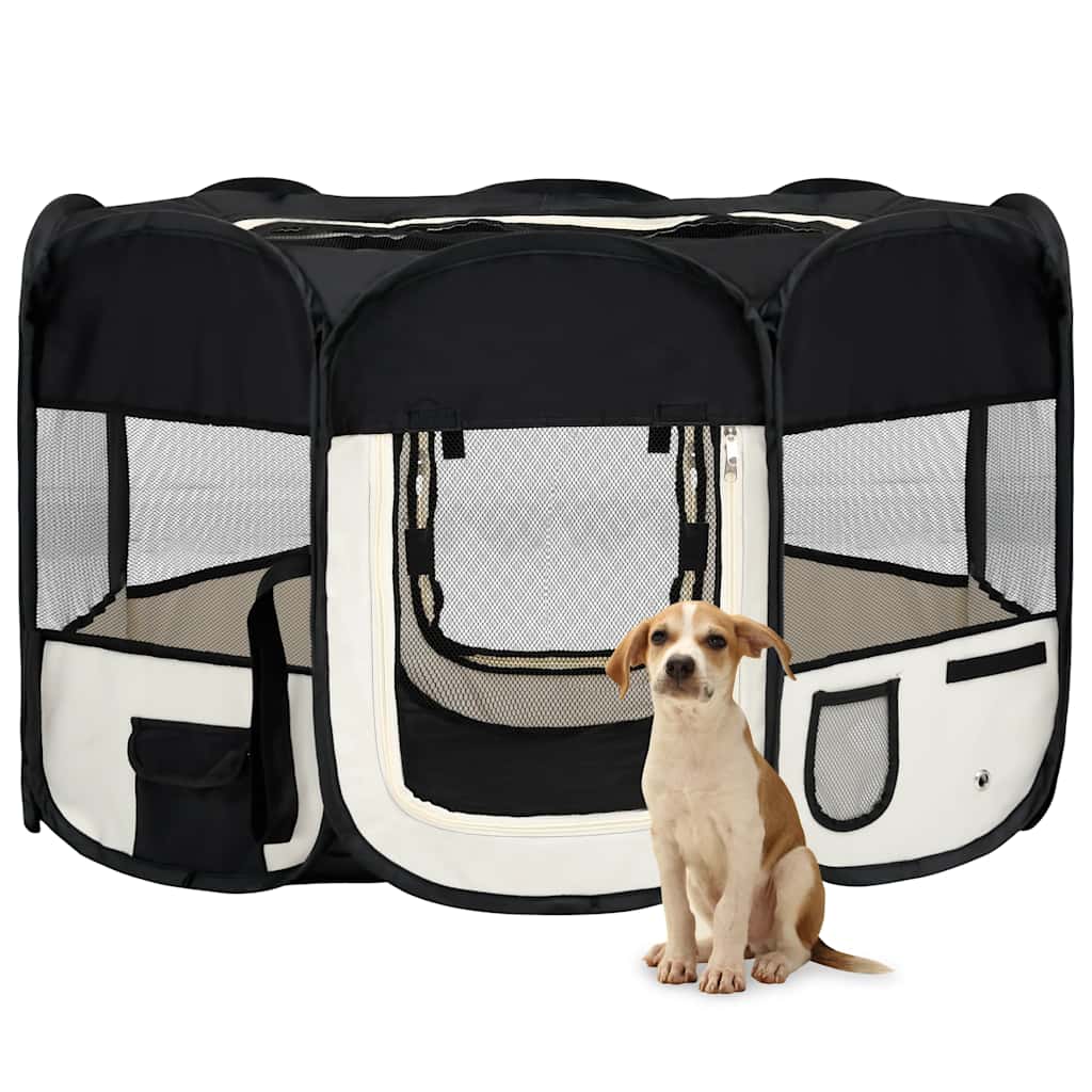 HKM-5040829 Foldable Puppy Playpen with Carrying Bag - Lightweight Steel Frame, Mesh Sides for Good Airflow, Multiple Sizes Available
