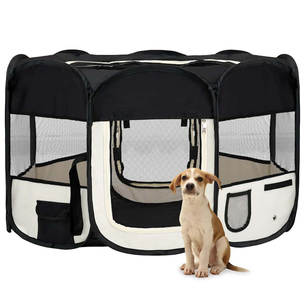 HKM-5040829 Foldable Puppy Playpen with Carrying Bag - Lightweight Steel Frame, Mesh Sides for Good Airflow, Multiple Sizes Available
