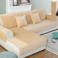 HKM-504211 Plush Sofa Cover in Multiple Colors with Anti-Skid Backing and Quilted Cotton Interlayer