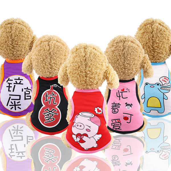 HKM-5043901 Colorful Cartoon Pet Vest for Dogs and Cats ¨C Casual Leather Clothing in Various Fun Designs