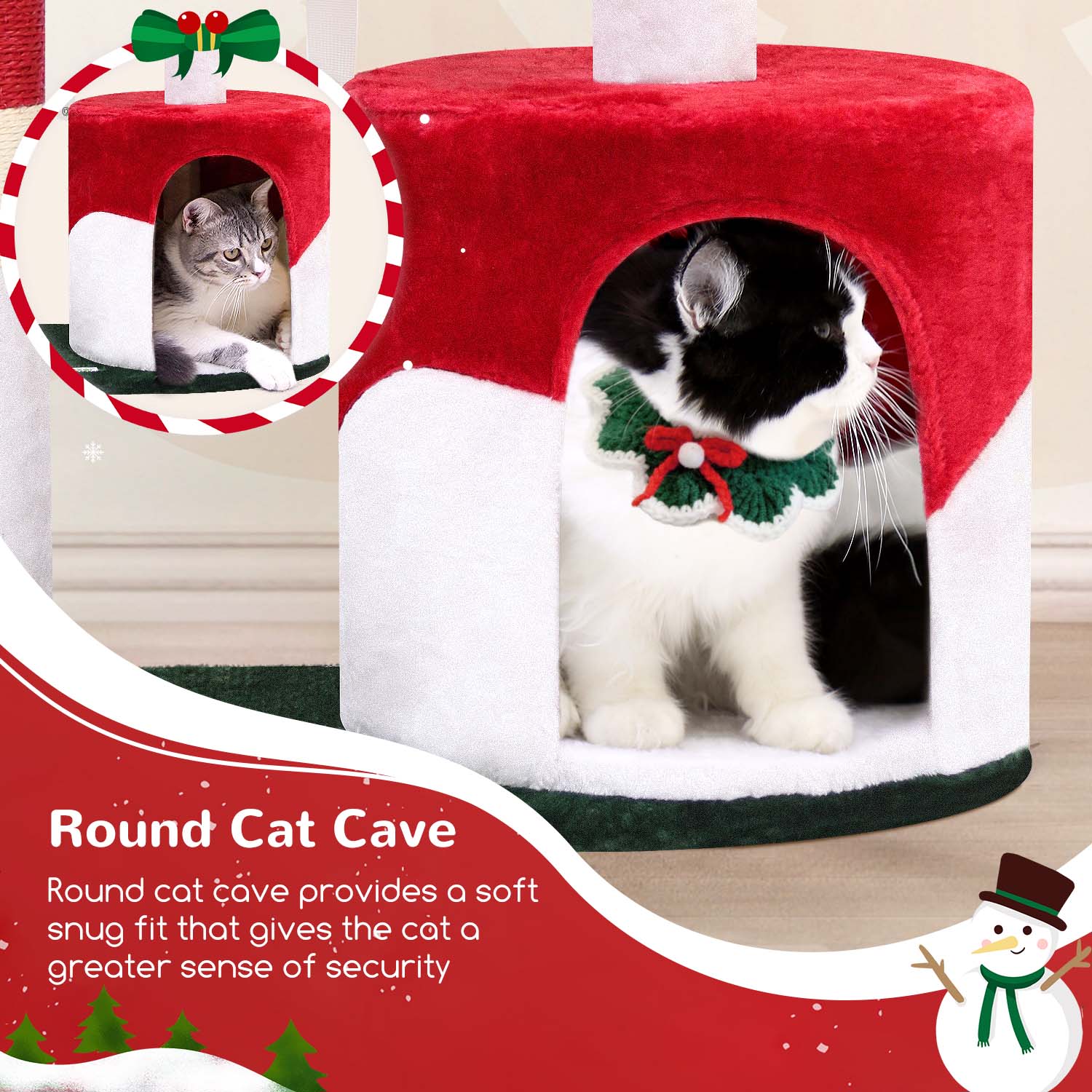 HKM-5044797 Christmas-Themed 33-Inch Cat Climbing Frame for Fun and Play