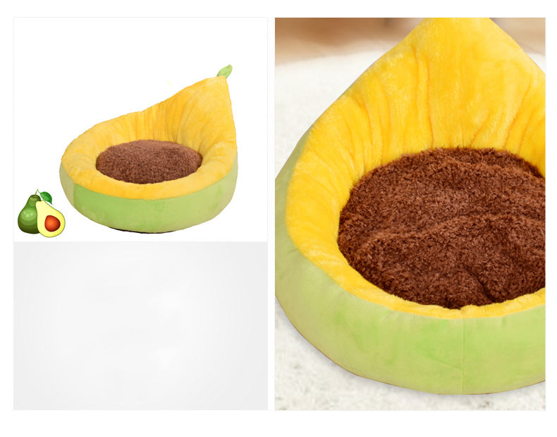 HKM-5045565 Detachable Avocado-Themed Pet Kennel for Small Dogs and Cats - Available in Yellow Green and Gray White