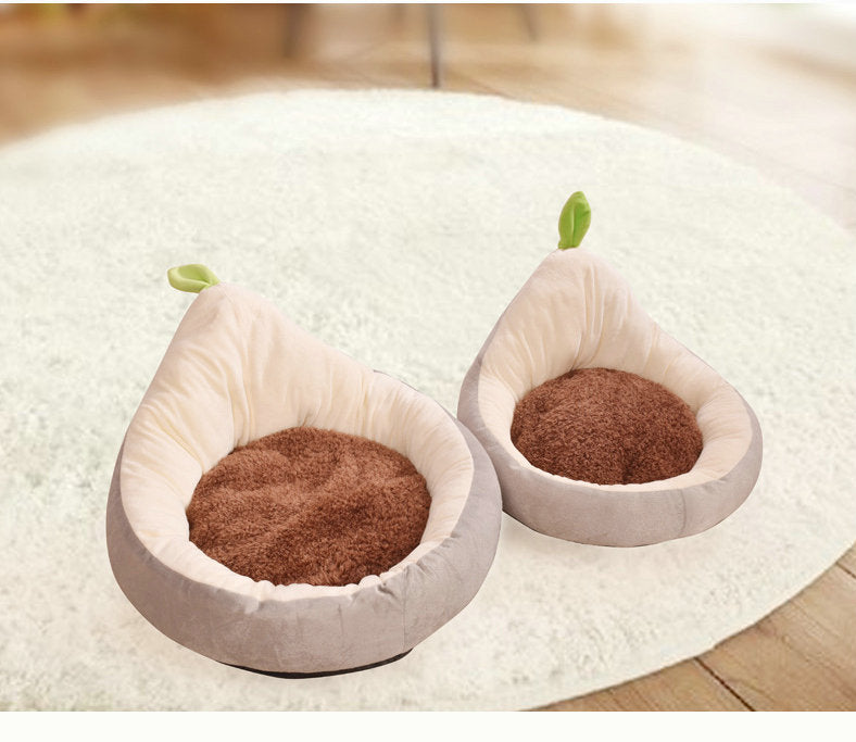 HKM-5045565 Detachable Avocado-Themed Pet Kennel for Small Dogs and Cats - Available in Yellow Green and Gray White