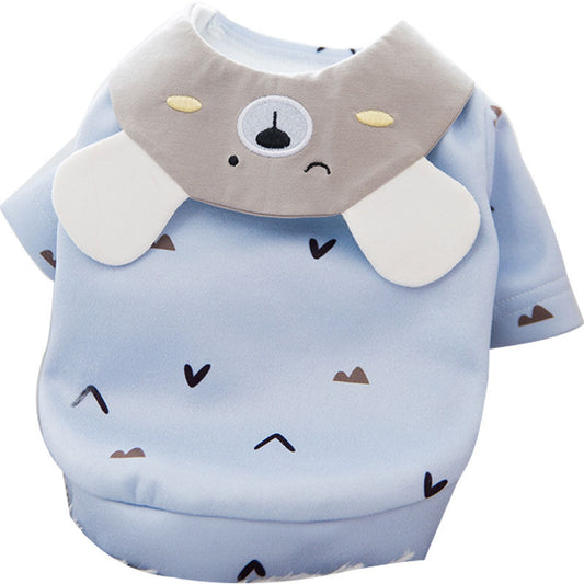 HKM-5046589 Lightweight Thin Fleece Two-Legged Cat Sweater in Bear Design