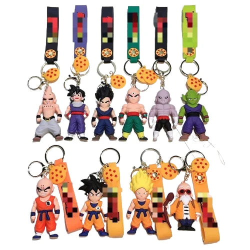 HKM-504659 3D Cartoon PVC Anime Keychain Goku Doll Pendant for Car and Bag Tag