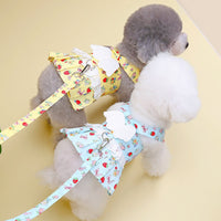 HKM-5047869 Princess-Style Pet Dress with Traction Buckle for Dogs - Blue and Yellow, Available in Multiple Sizes
