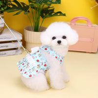 HKM-5047869 Princess-Style Pet Dress with Traction Buckle for Dogs - Blue and Yellow, Available in Multiple Sizes
