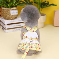 HKM-5047869 Princess-Style Pet Dress with Traction Buckle for Dogs - Blue and Yellow, Available in Multiple Sizes