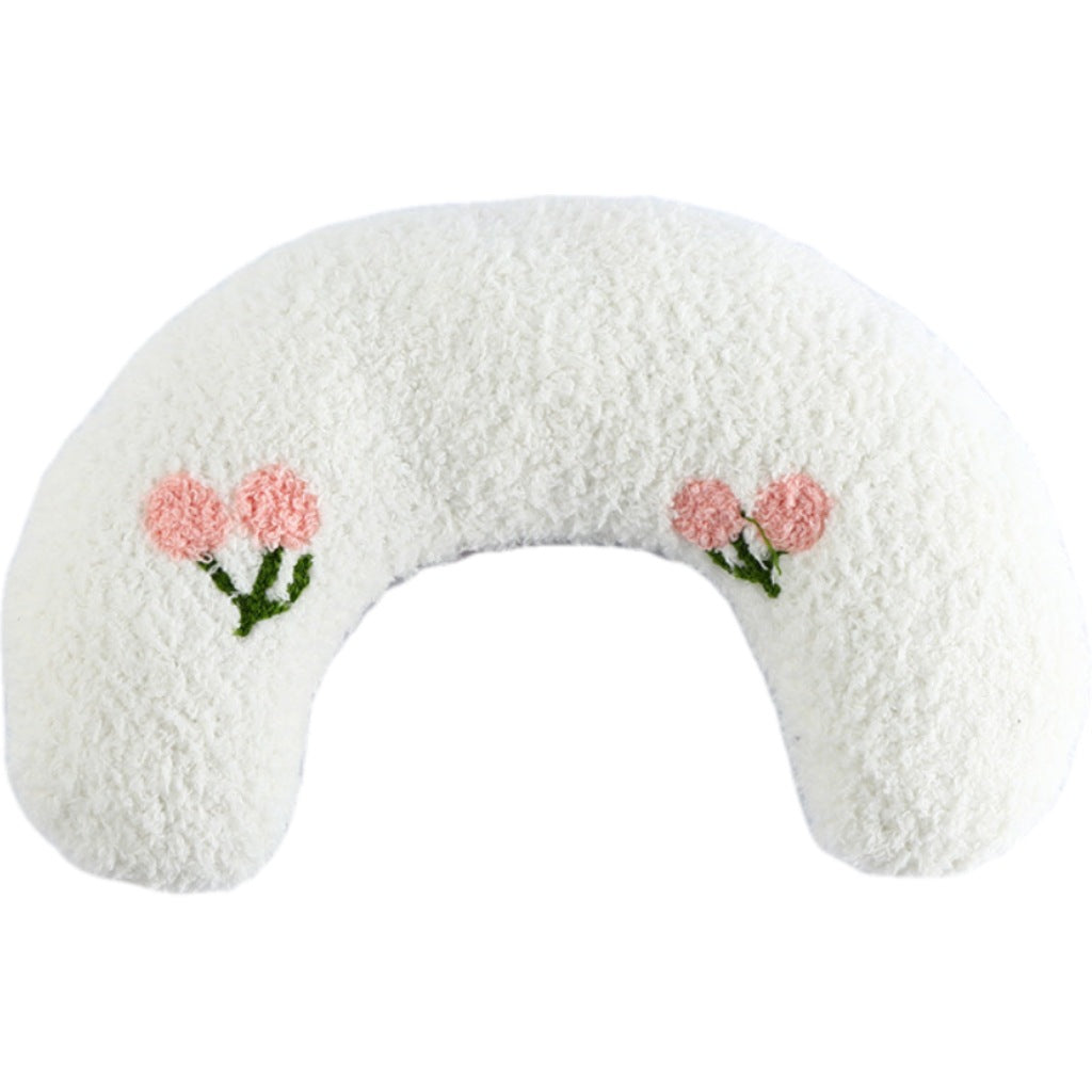 HKM-5048125 Cozy U-Shaped Sleep Pillow for Cats and Small Dogs - Soft Faux Fur Headrest for Calming Comfort