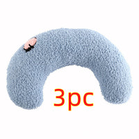HKM-5048125 Cozy U-Shaped Sleep Pillow for Cats and Small Dogs - Soft Faux Fur Headrest for Calming Comfort
