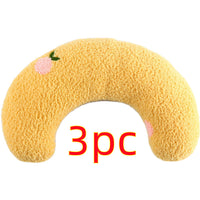HKM-5048125 Cozy U-Shaped Sleep Pillow for Cats and Small Dogs - Soft Faux Fur Headrest for Calming Comfort
