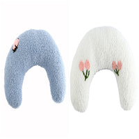 HKM-5048125 Cozy U-Shaped Sleep Pillow for Cats and Small Dogs - Soft Faux Fur Headrest for Calming Comfort