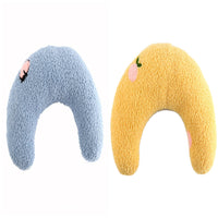 HKM-5048125 Cozy U-Shaped Sleep Pillow for Cats and Small Dogs - Soft Faux Fur Headrest for Calming Comfort