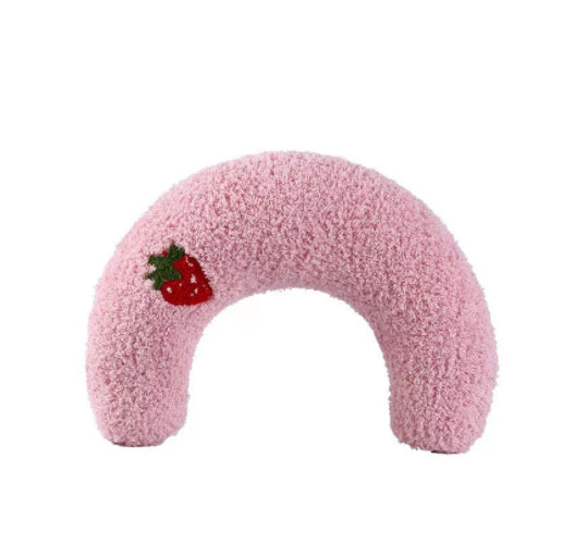 HKM-5048125 Cozy U-Shaped Sleep Pillow for Cats and Small Dogs - Soft Faux Fur Headrest for Calming Comfort