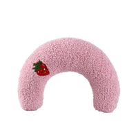 HKM-5048125 Cozy U-Shaped Sleep Pillow for Cats and Small Dogs - Soft Faux Fur Headrest for Calming Comfort