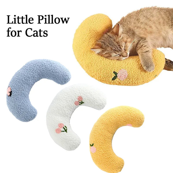 HKM-5048125 Cozy U-Shaped Sleep Pillow for Cats and Small Dogs - Soft Faux Fur Headrest for Calming Comfort