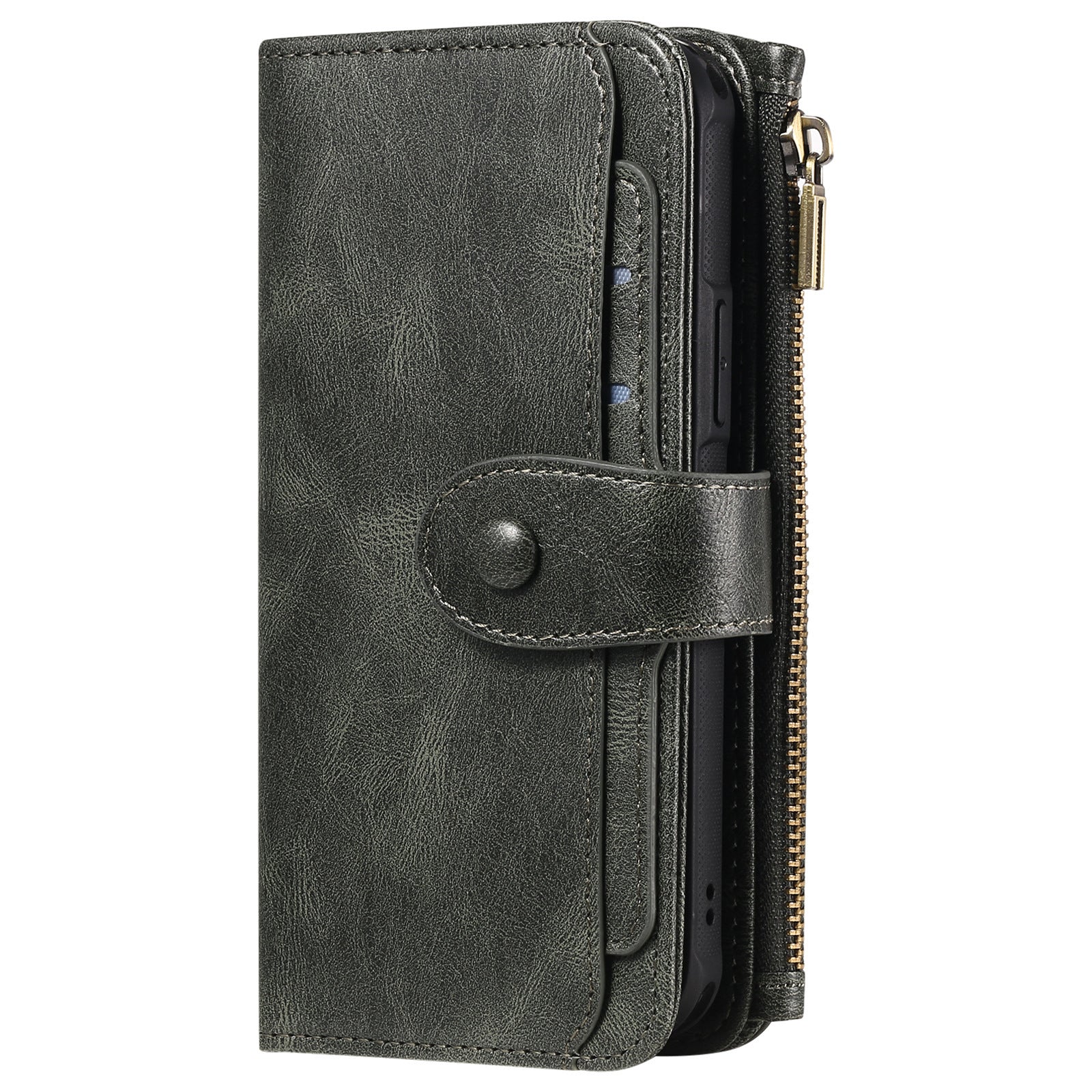 HKM-504851 Multi-Function Leather Phone Case with Card Wallet and Magnetic Anti-Fall Protection for 16 Models