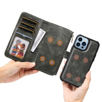 HKM-504851 Multi-Function Leather Phone Case with Card Wallet and Magnetic Anti-Fall Protection for 16 Models