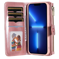 HKM-504851 Multi-Function Leather Phone Case with Card Wallet and Magnetic Anti-Fall Protection for 16 Models
