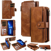 HKM-504851 Multi-Function Leather Phone Case with Card Wallet and Magnetic Anti-Fall Protection for 16 Models