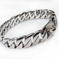 HKM-5049277 Gold Stainless Steel Dog Collar - 32mm Width, Multiple Lengths Available (40cm to 65cm)