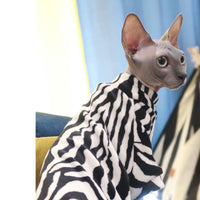HKM-5049661 Warm and Thin Zebra Mink Velvet Clothes for Hairless Cats